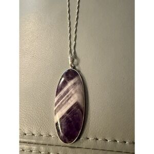 Chevron Amethyst 925 Sterling Silver Pendant Jewelry  Necklace 18" Chain #363